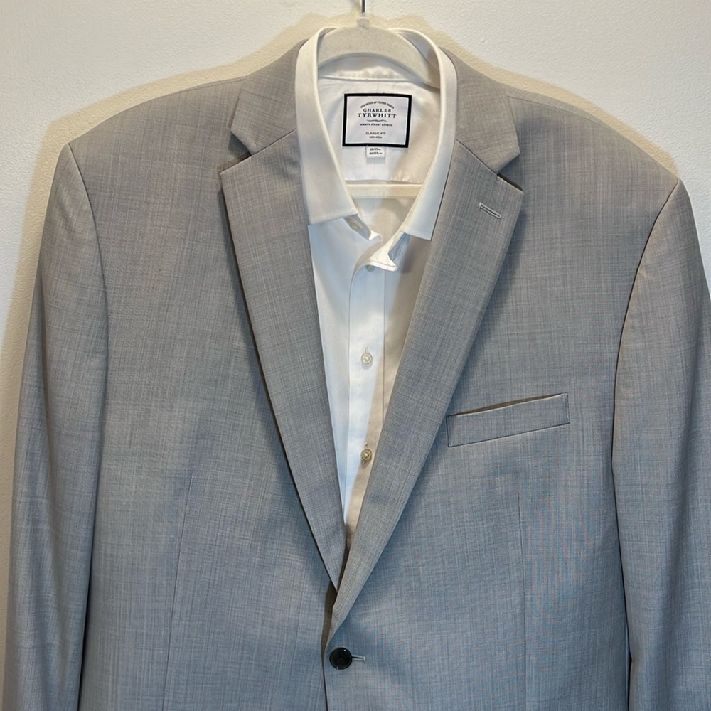 Calvin Klein Men's 100% Wool Blazer Grey 48L Pre-Owned